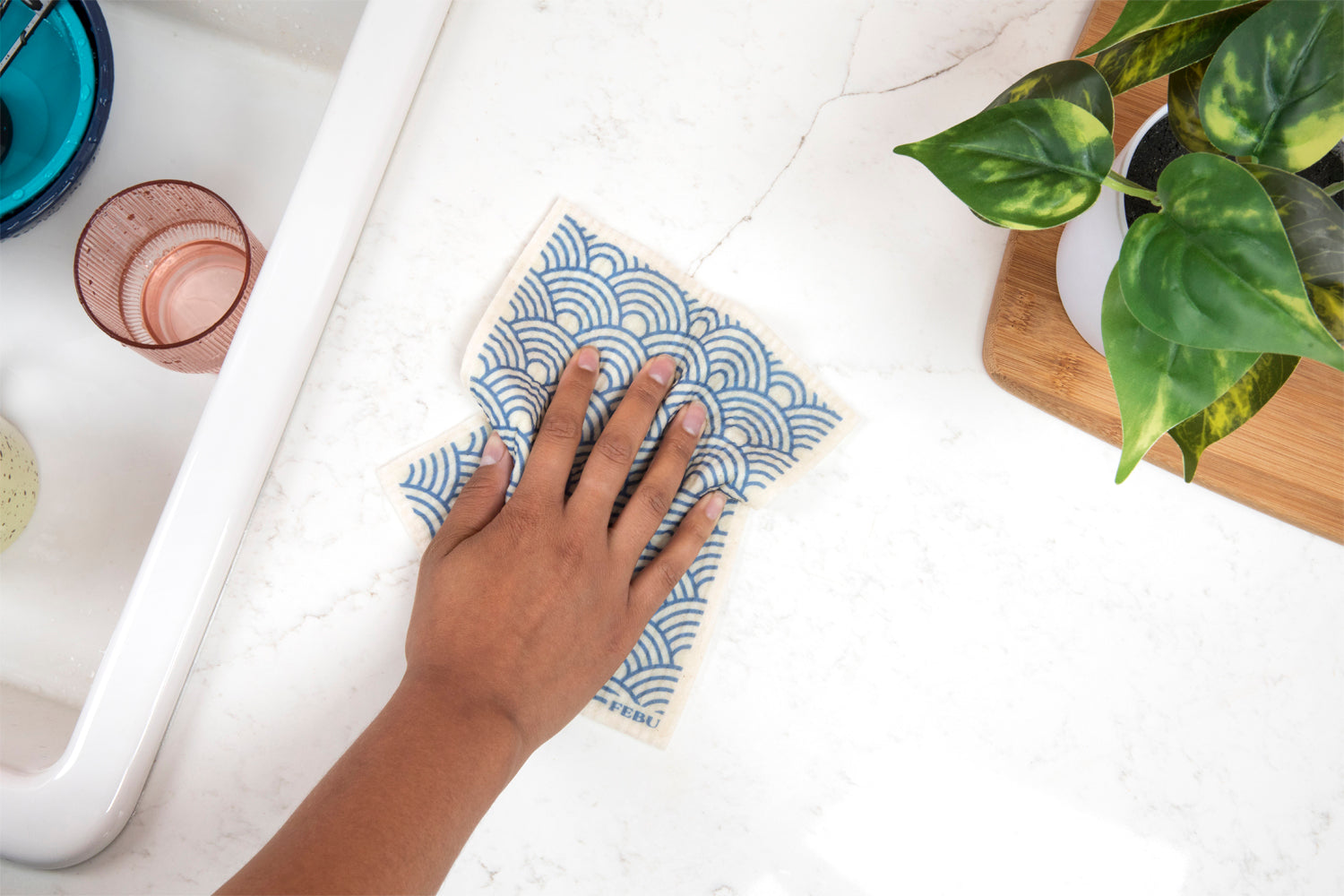 swedish dishcloth cleaning quartz counter top