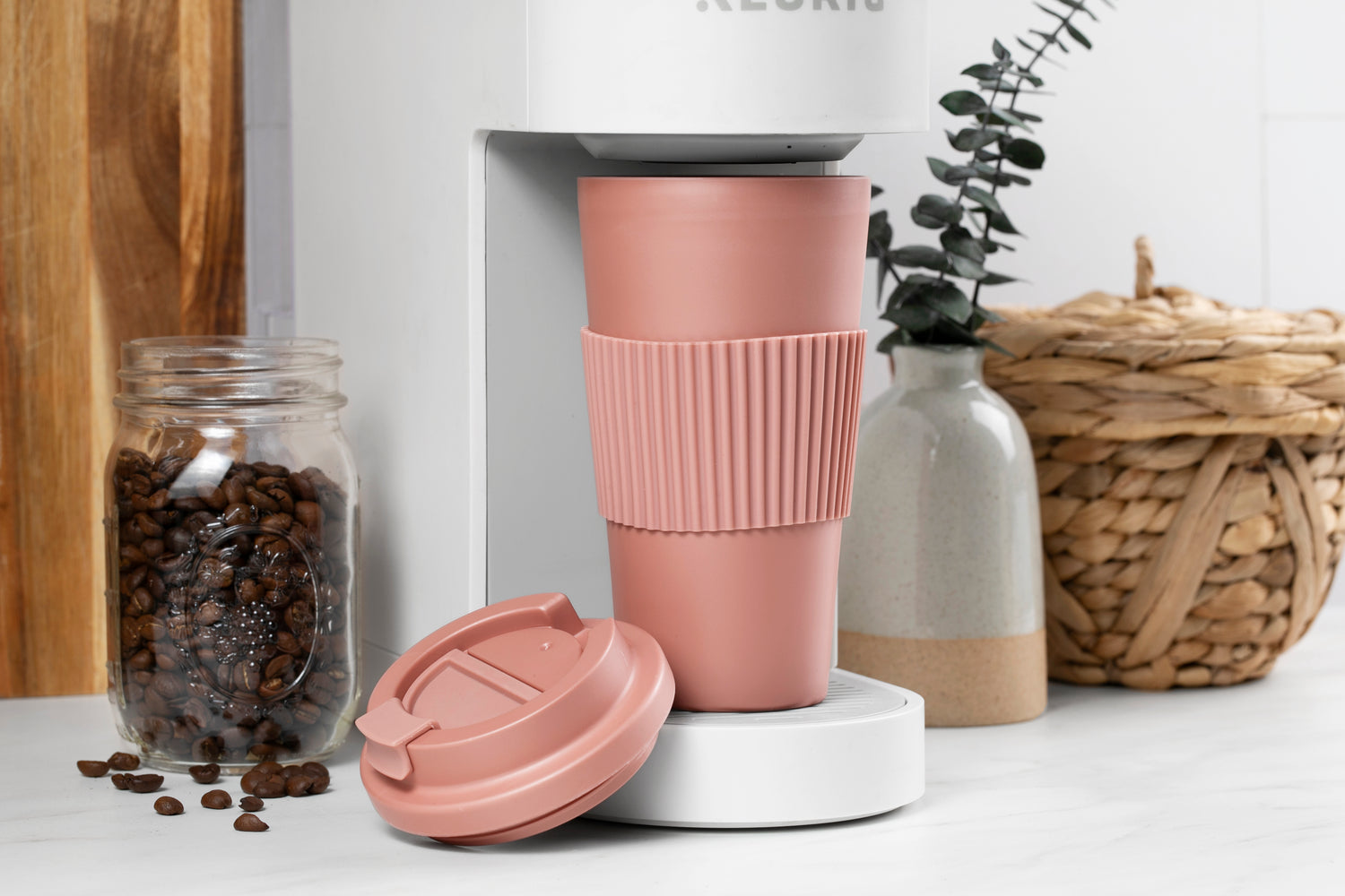 FEBU Reusable Coffee Cup | Plant-Based, Leak-Proof Travel Mug for Coffee & Tea, Sage Green Sage Green