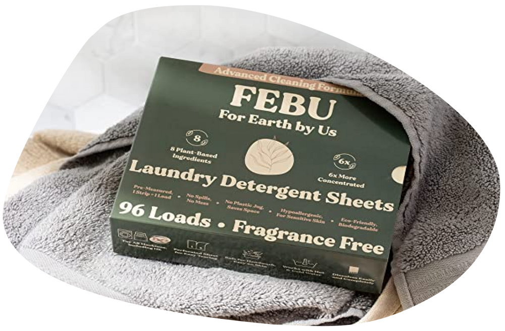 FEBU Laundry Detergent Sheets  Plant-based, Concentrated Detergent Sheets,  96 Strips Fresh Linen Scent – For Earth by Us