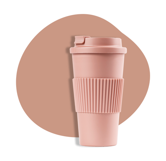 FEBU Plant-Based Reusable Coffee Cup with Lid and Sleeve | 16oz, Dusty Rose  | Portable Travel Mug ma…See more FEBU Plant-Based Reusable Coffee Cup